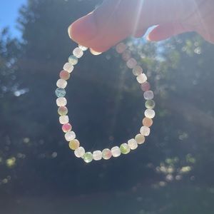 Watermelon tourmaline, moonstone and Smokey quartz